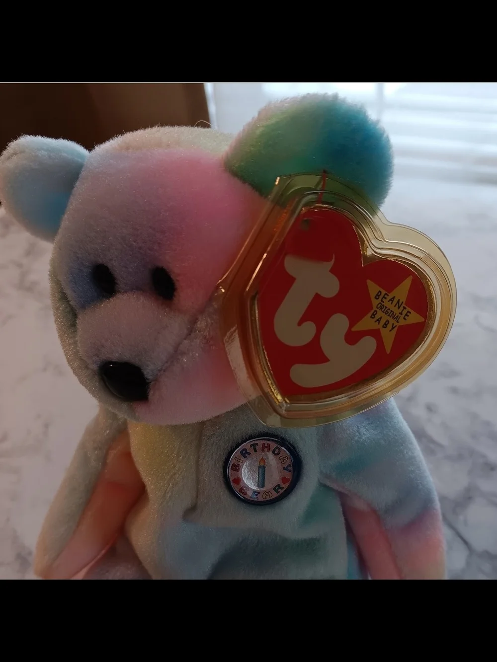 Ty Beanie Baby B.B. Birthday Bear 1999 Retired – Mint Tag + Protector